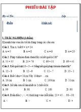 Phiếu bài tập trắc nghiệm và tự luận môn Toán Lớp 2